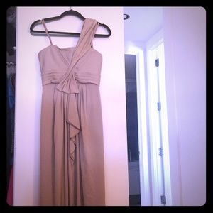 Pumice (tan/sand) one shoulder, assymetrical gown